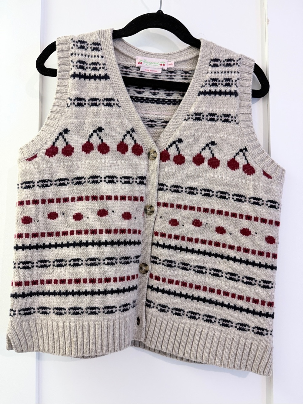 Bonpoint wool Knit Cherry Patterned Vest size 10